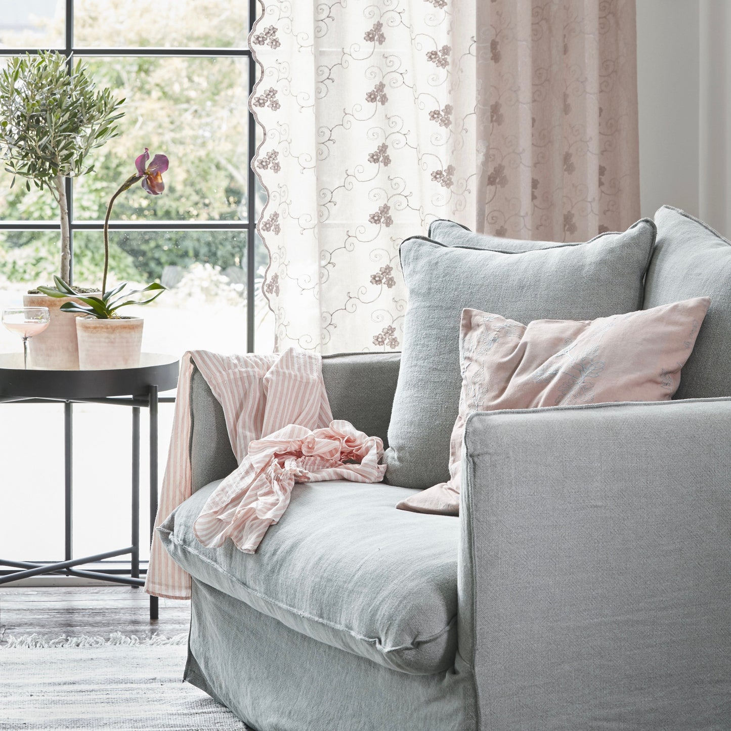 Sessel Dara dunkles leinen 105cm