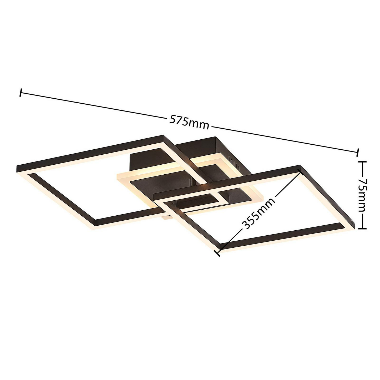 B-grade Lindby LED ceiling lamp Fjardo CCT squares ceiling lamp light black