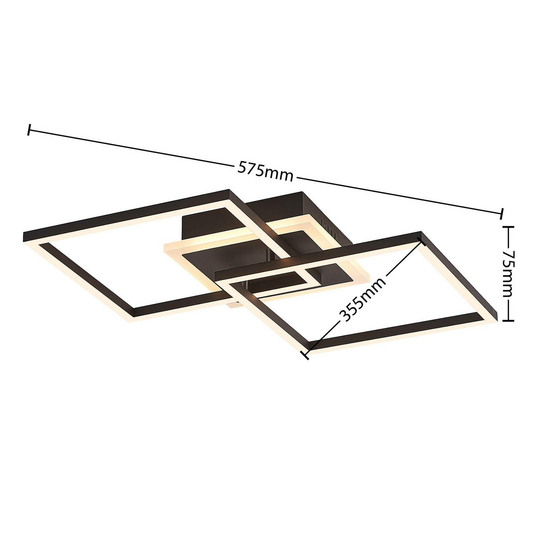B-grade Lindby LED ceiling lamp Fjardo CCT squares ceiling lamp light black