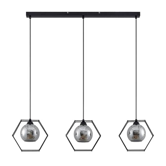 B-grade Lindby Dajanira pendant light, ceiling lamp, hanging light, ceiling lamp, E27, 3 lights, grey