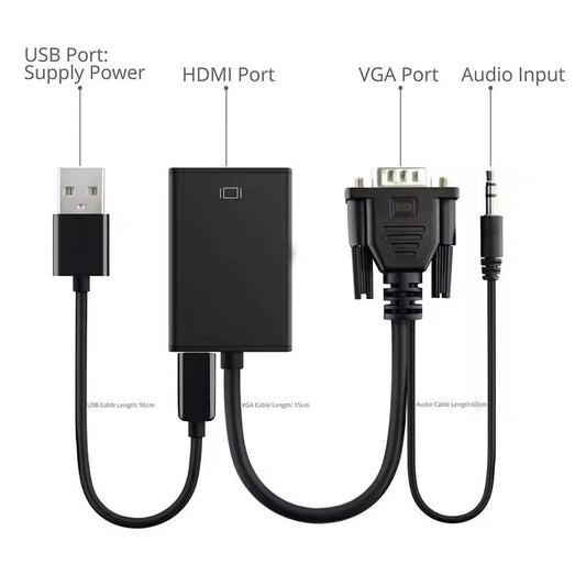 VGA auf HDMI Adapter mit Audio Full HD 1080p VGA zu HDMI Konverter PC Laptop