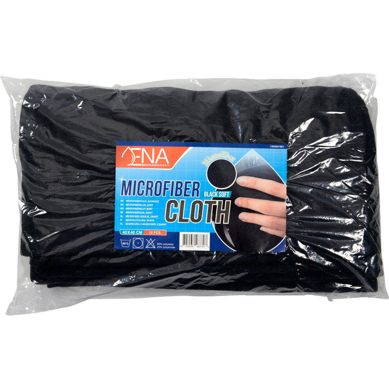 Mikrofasertuch, ENA Soft, 40x40 cm, Schwarz | Packung (10 Paare)