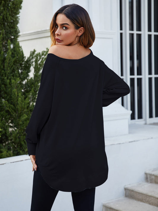 Oversize Knitted Jumper Top In Black