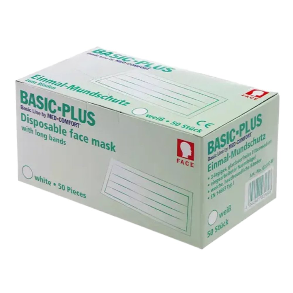 AMPri BASIC-PLUS surgical mask, 3-ply, type II, tie-on, various colors