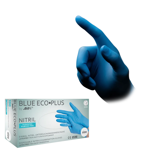 AMPri BLUE ECO-PLUS Nitrile Gloves, Powder-Free, Blue