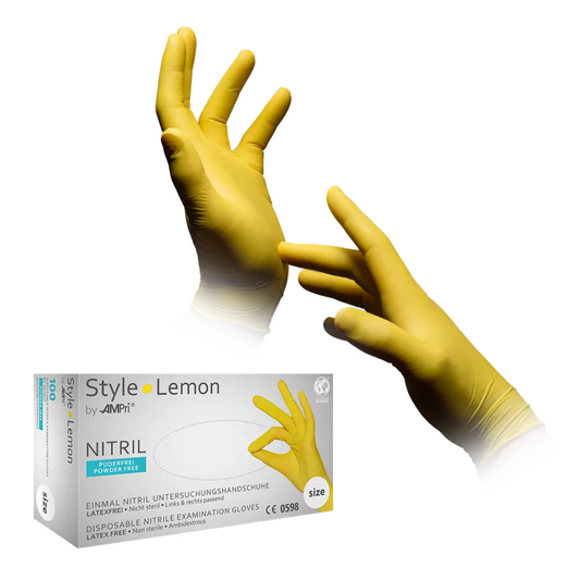 AMPri STYLE LEMON Powder-free nitrile gloves by MED-COMFORT, Yellow