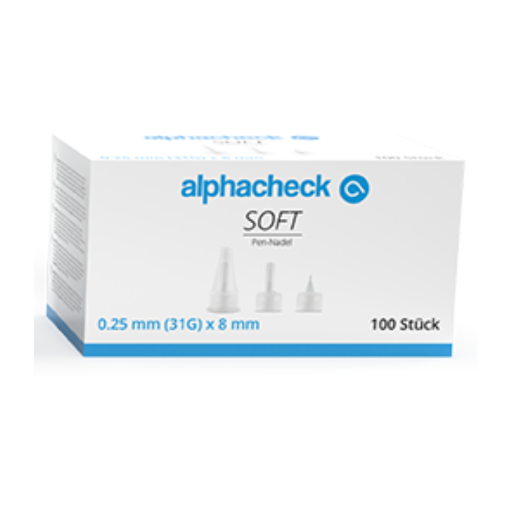 Alphacheck soft pen needles, various sizes, 100 pieces/pack