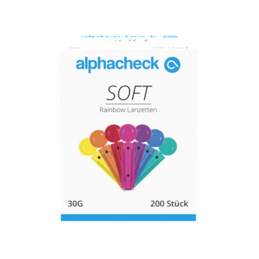 Alphacheck soft Rainbow lancets, various sizes