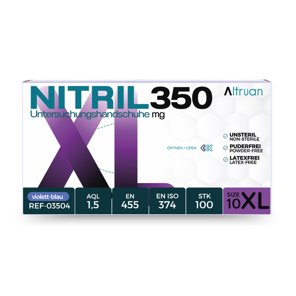 Altruan NITRIL350 Nitrile Gloves, Disposable Gloves, Blue - 100 Pieces