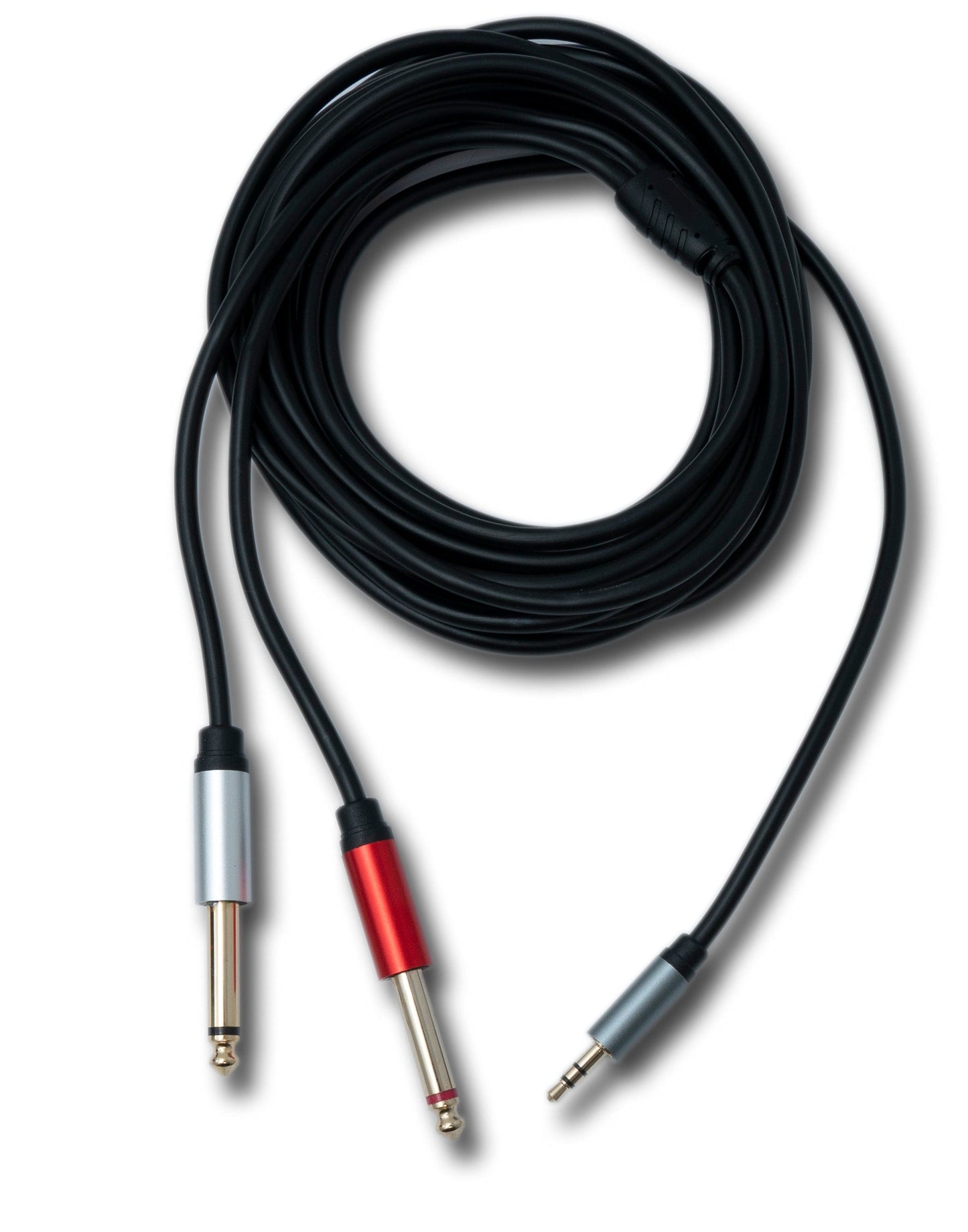 SYSTEM-SY hljóðsnúra 5 m stereó TRS 3,5 mm tengi í 2x 6,35 mm jack TS tengi