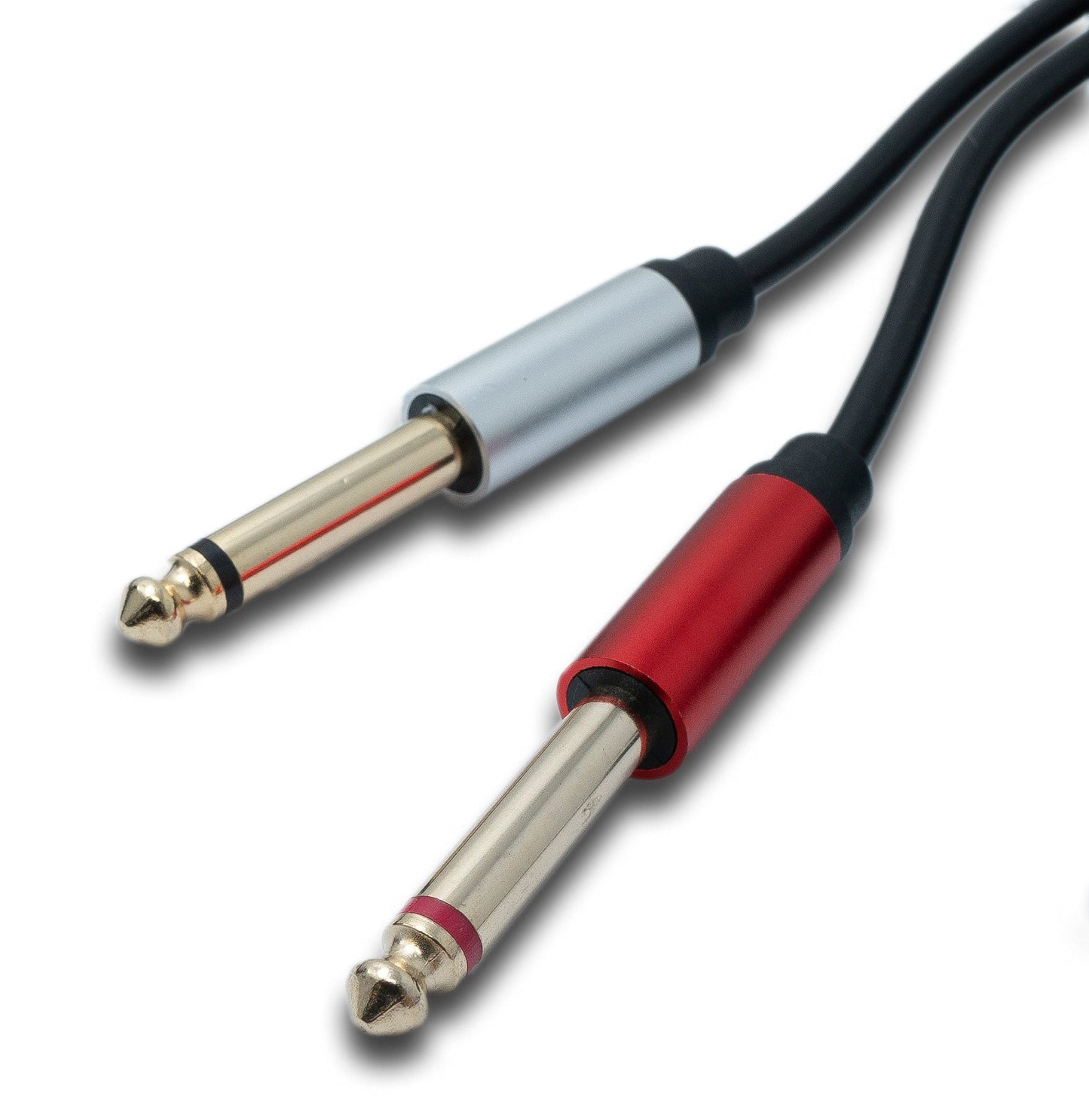 SYSTEM-SY hljóðsnúra 5 m stereó TRS 3,5 mm tengi í 2x 6,35 mm jack TS tengi