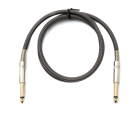 SYSTEM-S Hljóðsnúra 100 cm 6,35 mm jack tengi í tengi fléttað nylon með beygjuvörn AUX