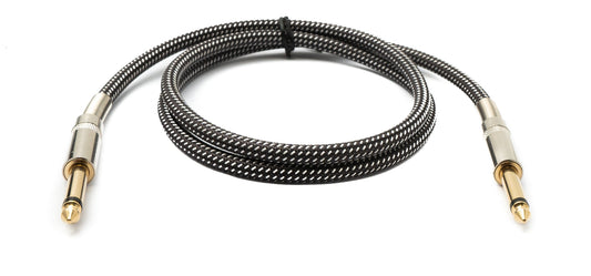 SYSTEM-S Hljóðsnúra 100 cm 6,35 mm jack tengi í tengi fléttað nylon með beygjuvörn AUX