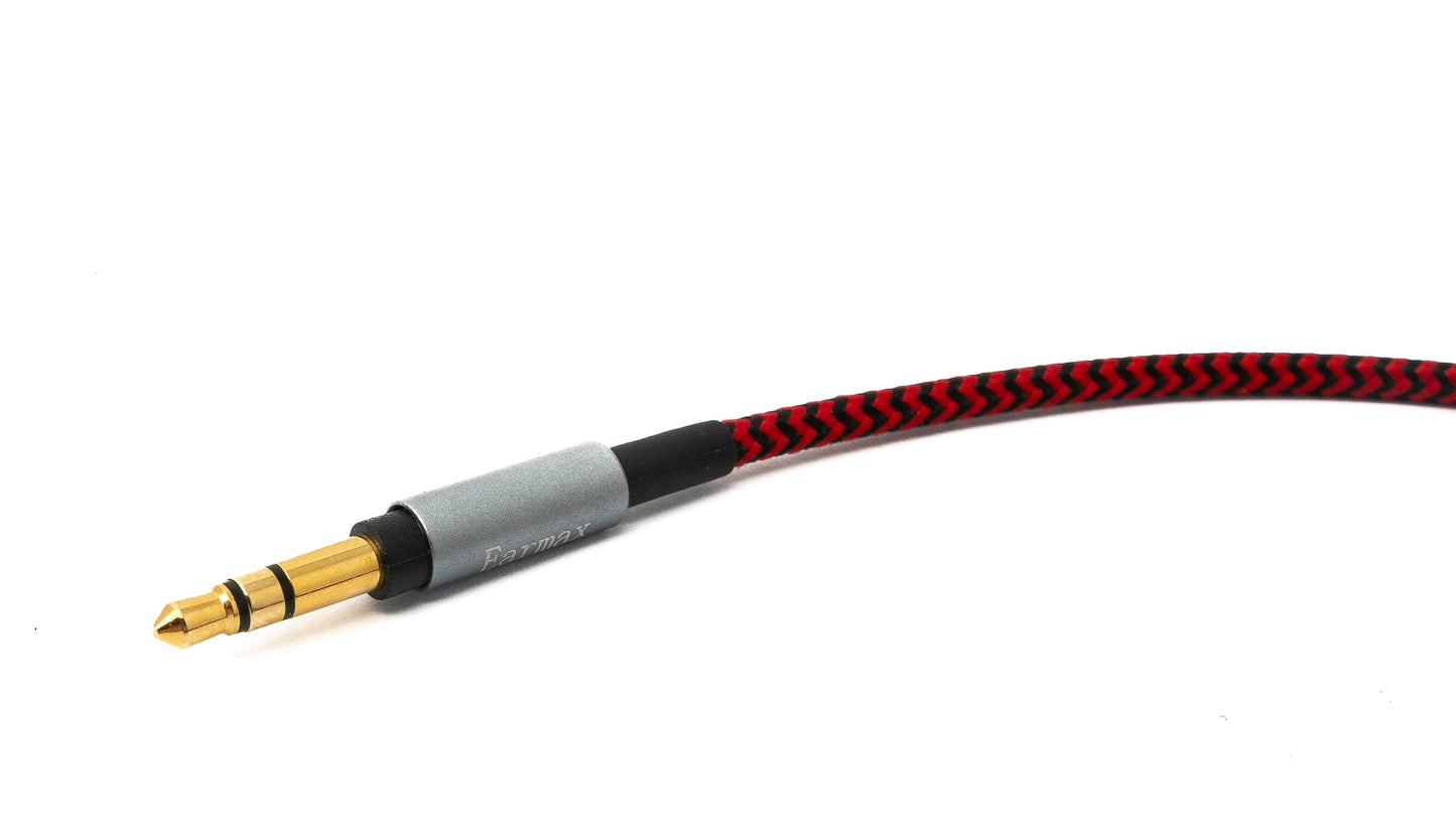 SYSTEM-S Hljóðsnúra 120 cm 3,5 mm jack-tengi í mini XLR-tengi, fléttuð í rauðu