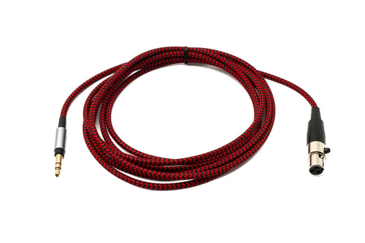 SYSTEM-S Hljóðsnúra 2 m 3,5 mm jack-tengi í mini XLR-tengi, fléttuð í rauðu
