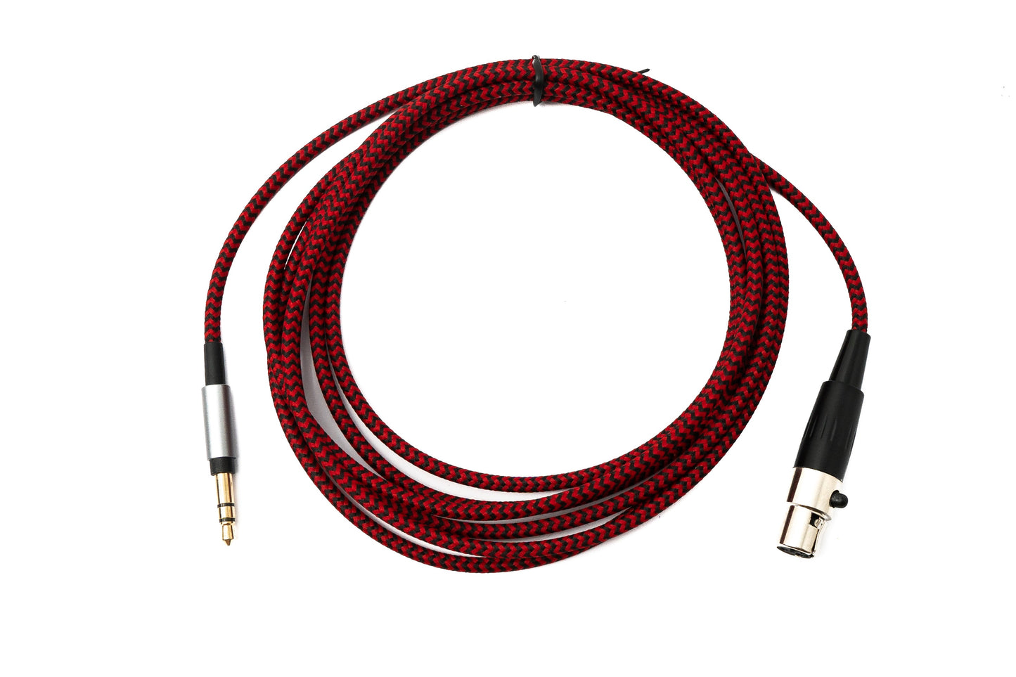 SYSTEM-S Hljóðsnúra 2 m 3,5 mm jack-tengi í mini XLR-tengi, fléttuð í rauðu
