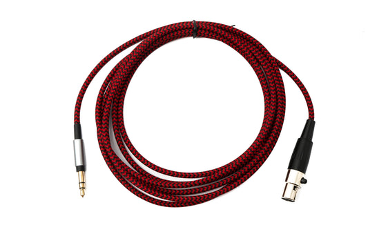 SYSTEM-S Hljóðsnúra 2 m 3,5 mm jack-tengi í mini XLR-tengi, fléttuð í rauðu