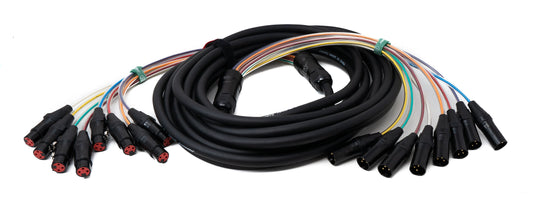 SYSTEM-S Audio Cable 10 m XLR 3-pin 8x male to 8x female AUX in Black