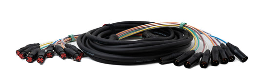SYSTEM-S Audio Cable 10 m XLR 3-pin 8x male to 8x female AUX in Black