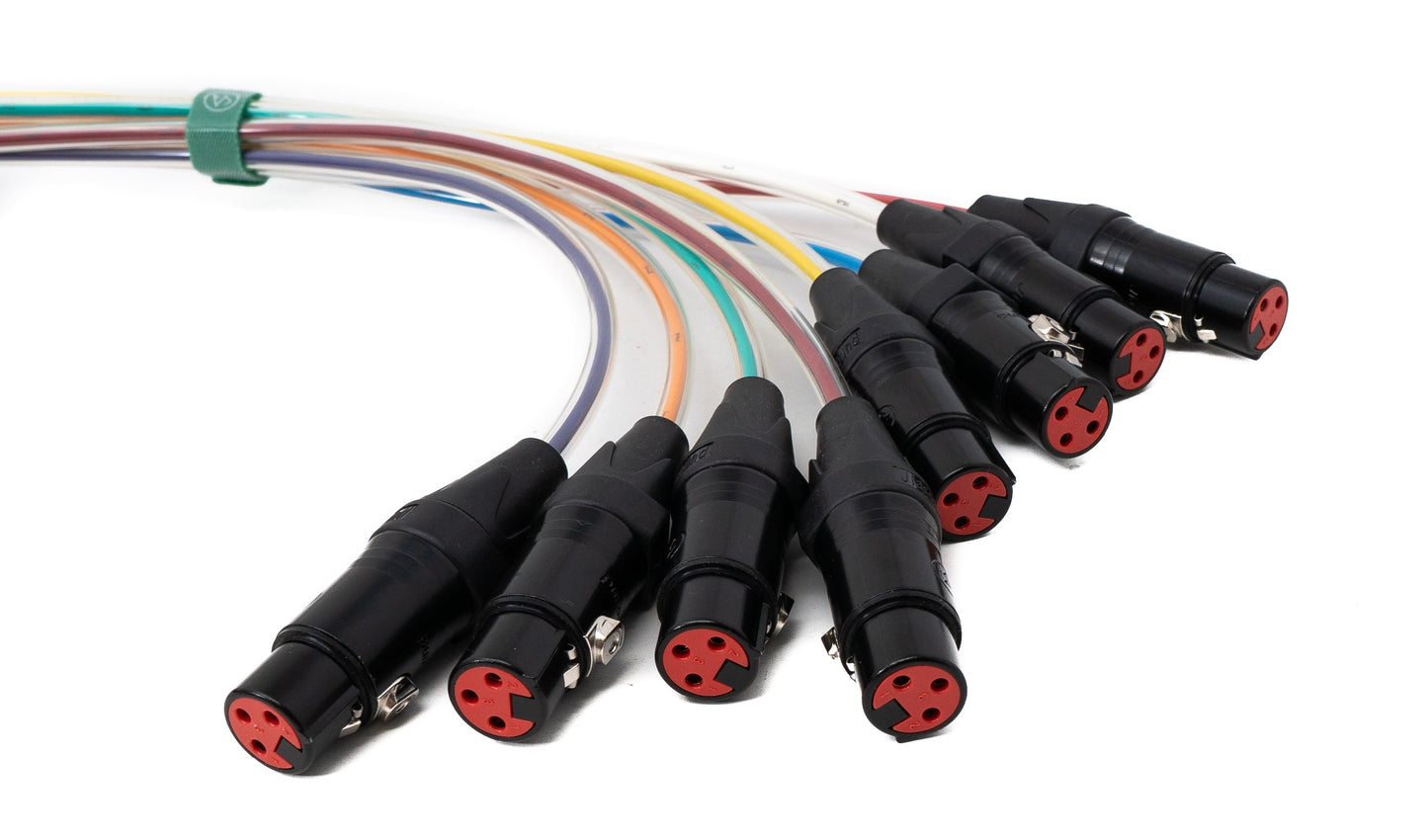 SYSTEM-S Audio Cable 150 cm XLR 3-pin 8x male to 8x female AUX in Black