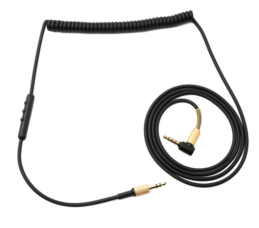 SYSTEM-S replacement cable 2 m AUX jack 3.5mm male to male angled for Marshall Major 4 3 2 headphones spiral