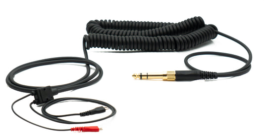 SYSTEM-S varasnúra 5 m AUX-tengi 6,35 mm tengi fyrir Sennheiser HD 660S 650 600 580 heyrnartól með spíral.