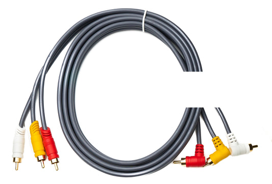 SYSTEM-S Cinch RCA cable 180 cm male to male 3 AV component angle in black