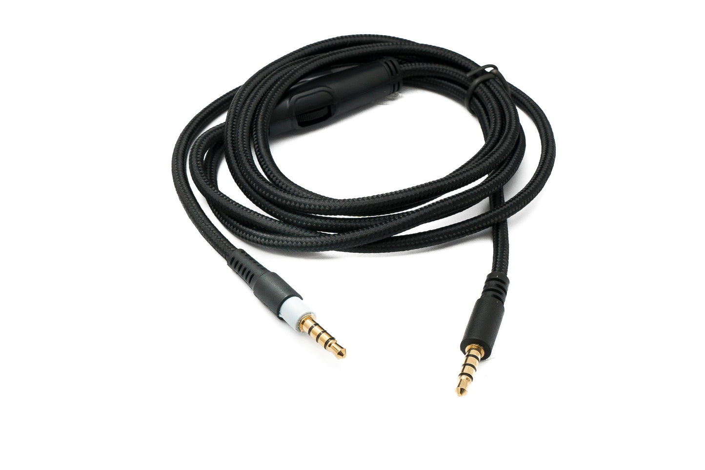 SYSTEM-S hljóðsnúra, 150 cm, AUX 3,5 mm fléttuð, svört fyrir Hyperx Cloud Mix Alpha