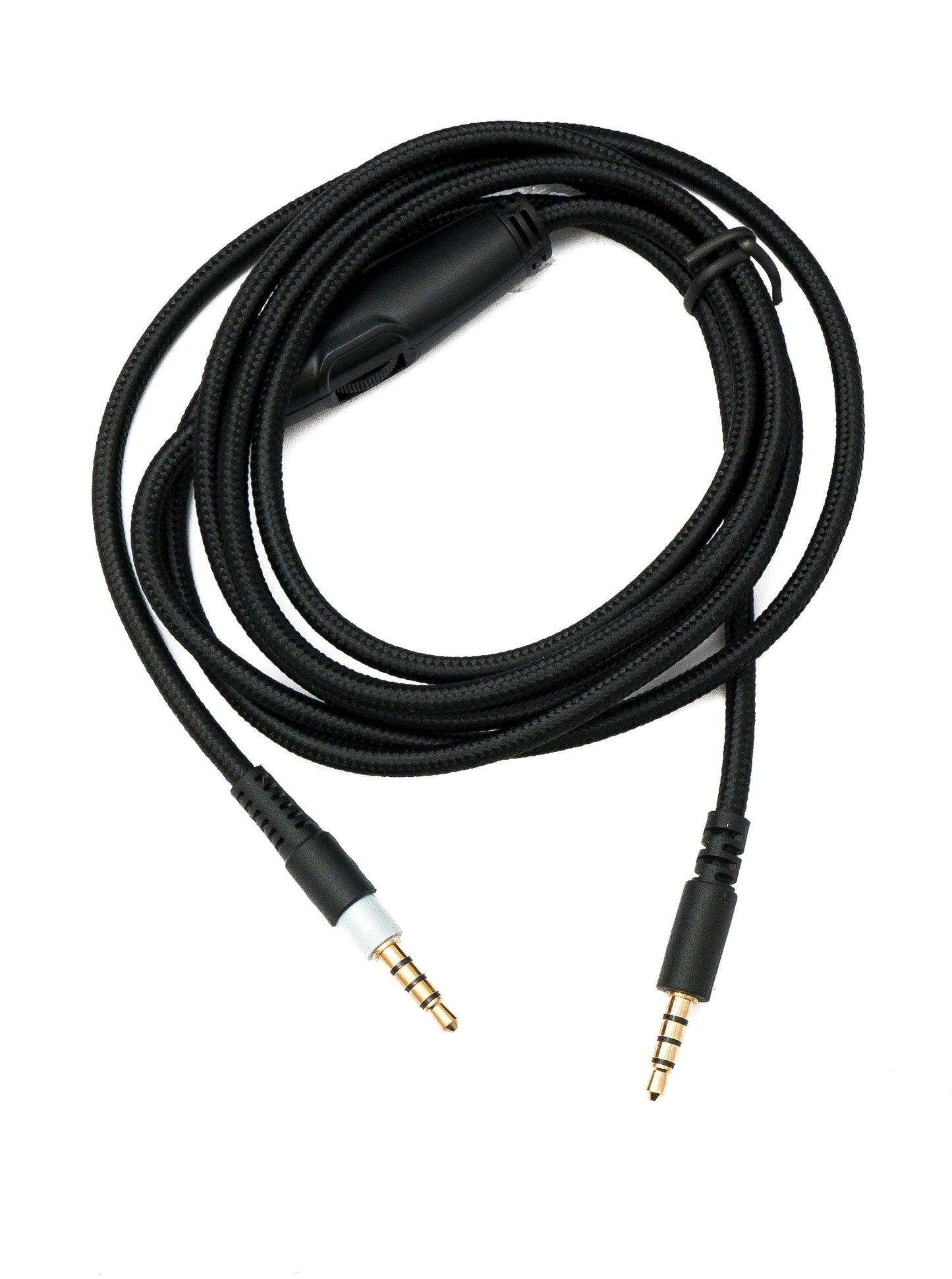 SYSTEM-S hljóðsnúra, 150 cm, AUX 3,5 mm fléttuð, svört fyrir Hyperx Cloud Mix Alpha