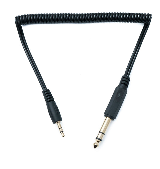 SYSTEM-S Audio Cable 60 cm Stereo TRS 6.35 mm jack plug to 3.5 mm plug spiral