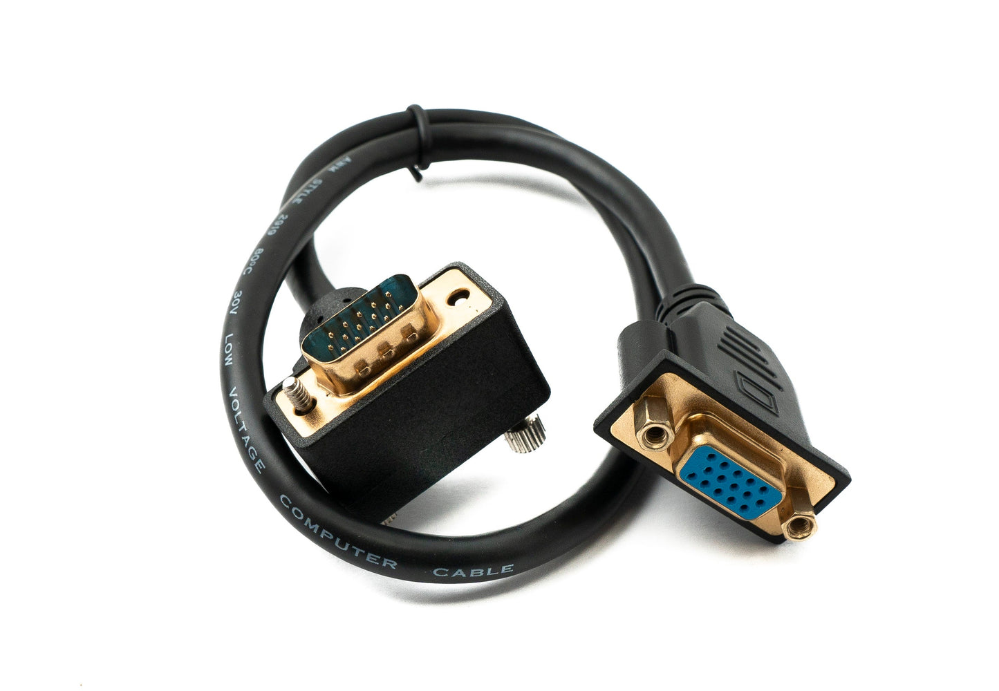 SYSTEM-S D Sub15 kapall 50 cm HD VGA 15 pinna karlkyns í kvenkyns DB15 hornrétt upp á við