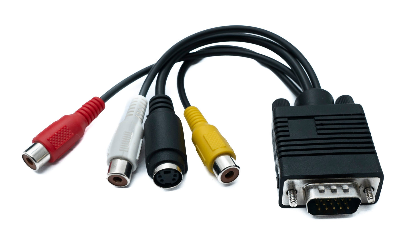 SYSTEM-S 2 í 1 VGA snúra 20 cm tengi í S-Video tengi og Cinch 3 RCA samsett tengi