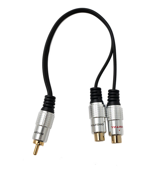 SYSTEM-S Y Cinch RCA cable 25 cm 1-pin plug to 2x socket audio in black