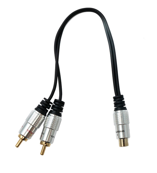 SYSTEM-S Y RCA Cinch snúra, 25 cm, 1 pinna tengi í 2x tengi, svart