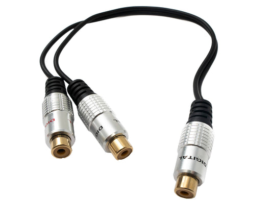 SYSTEM-S Y Cinch RCA snúra 25 cm 1 pinna tengi í 2x tengi hljóð í svörtu
