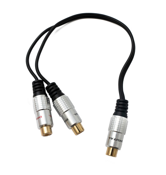 SYSTEM-S Y Cinch RCA snúra 25 cm 1 pinna tengi í 2x tengi hljóð í svörtu