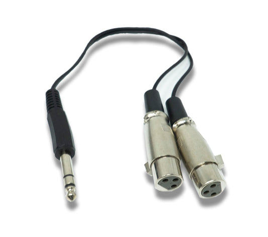 SYSTEM-S Hljóð Y-snúra 30 cm AUX 6,35 mm TRS tengi í 2x XLR 3-pinna tengi