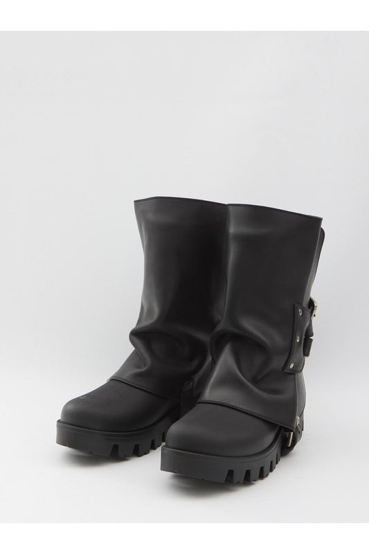 Ankle boot in rubber and leather