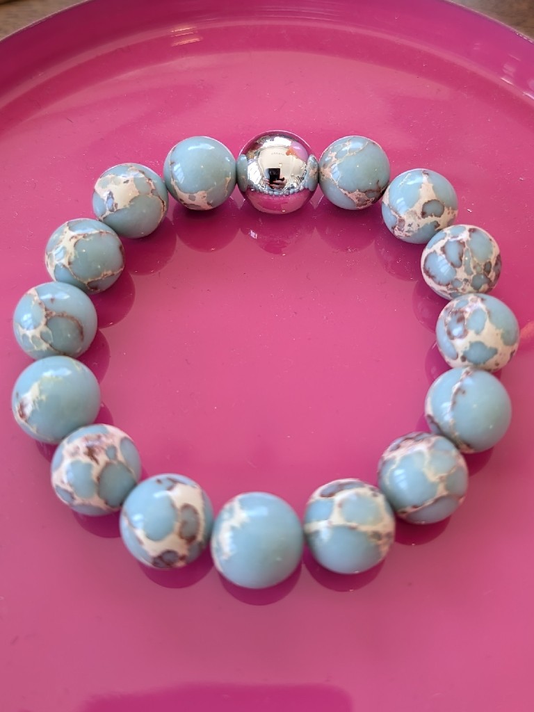 Armband Unikat Eigenes Design Echte große Jaspis-Türkise Halbedelsteine