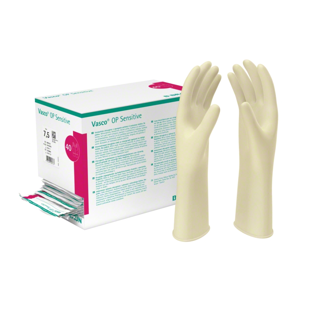 B. Braun Vasco® OP Sensitive Naturweiße Latex OP-Handschuhe