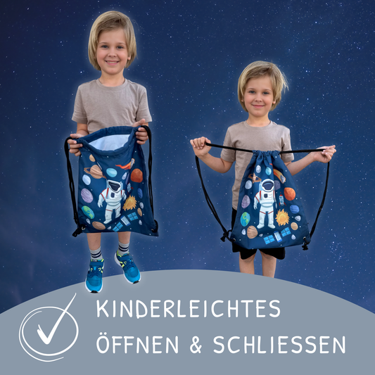 Kinder Turnbeutel Astronaut - schwarz