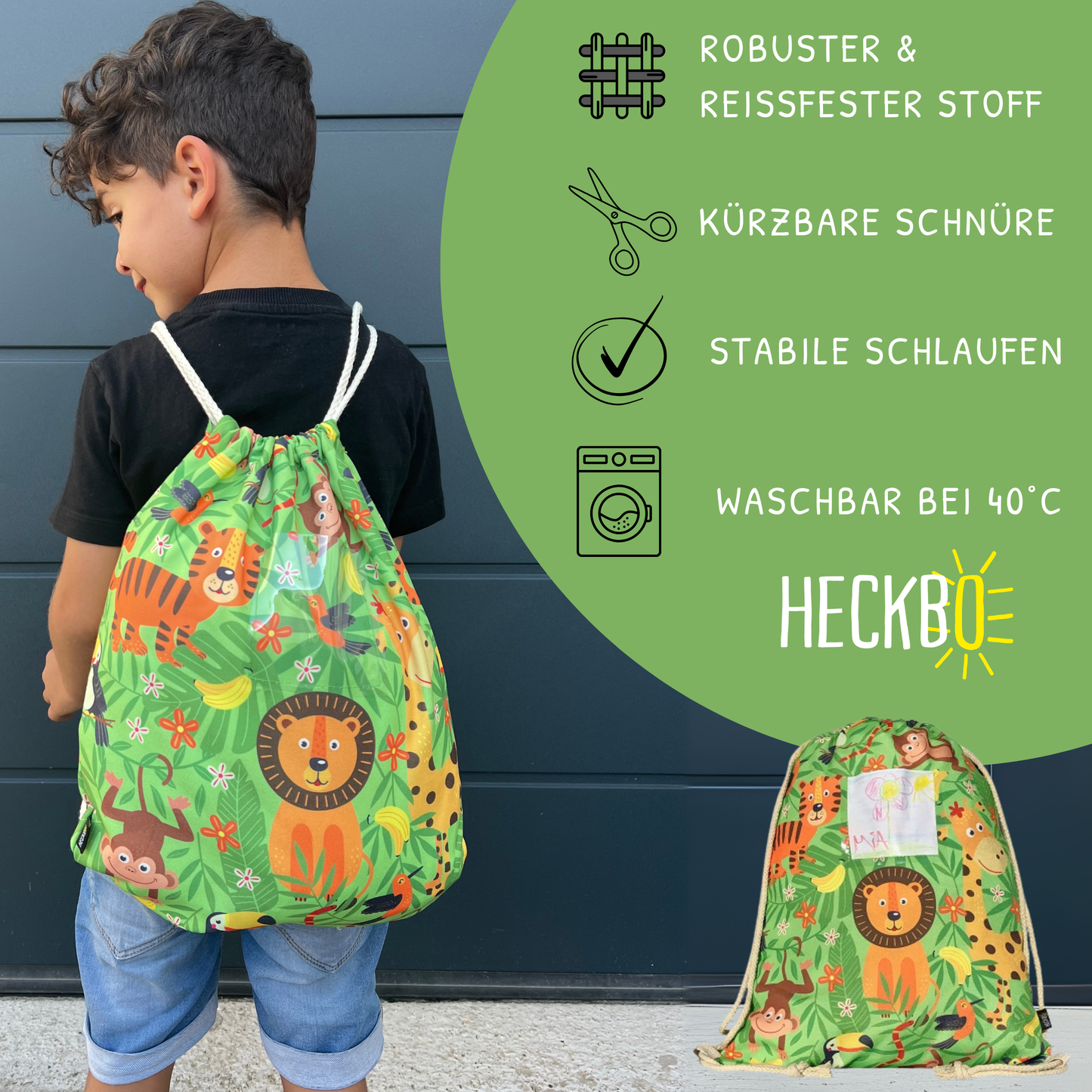 Kinder Turnbeutel Dschungel mit Fenster