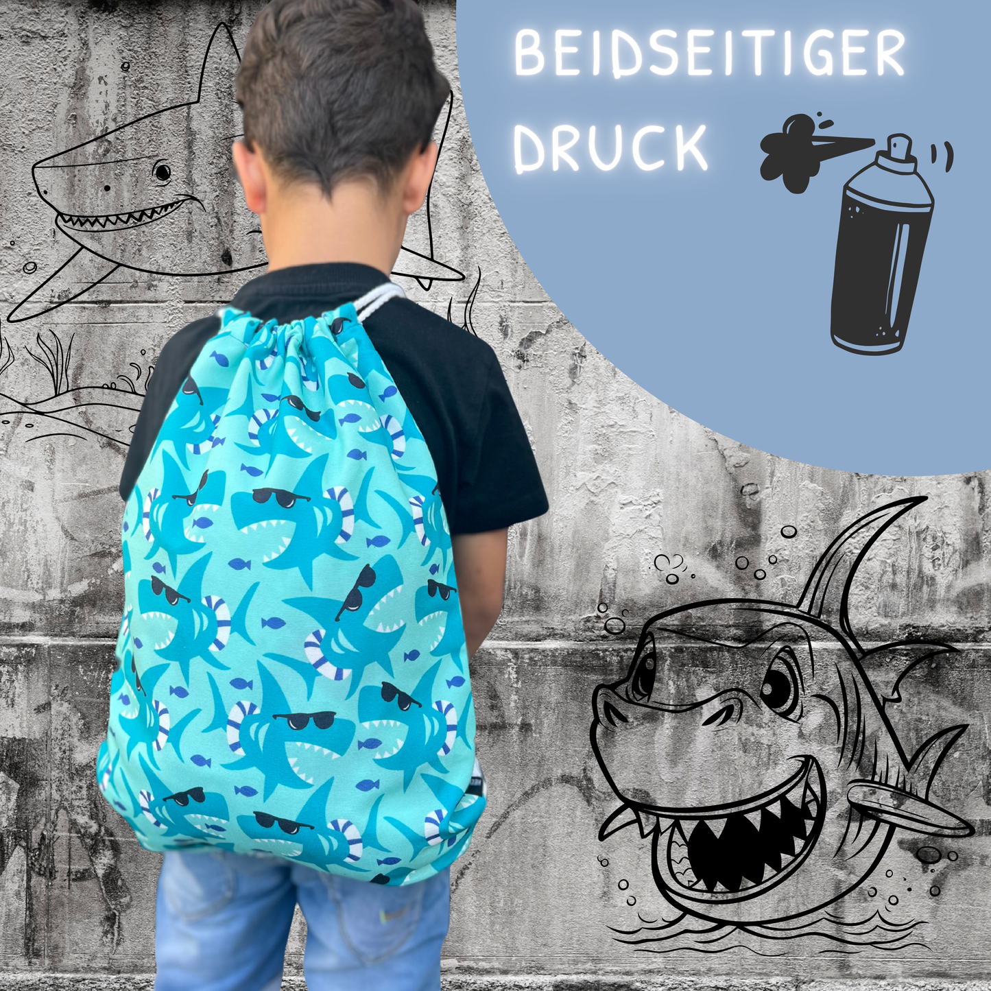 Kinder Turnbeutel Hai
