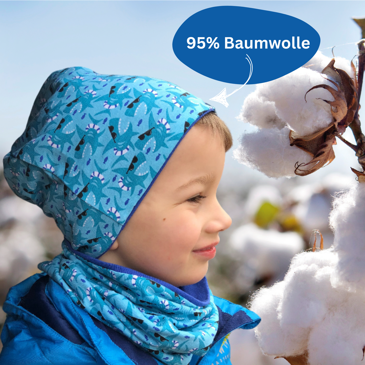 Kinder Beanie Mütze Beanie & Loop Set - Hai