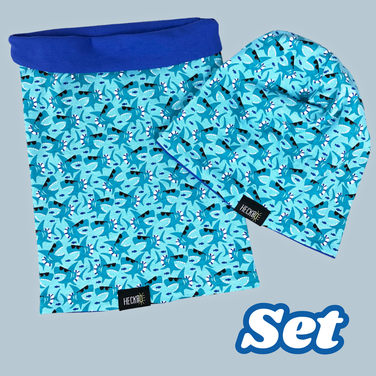 Kinder Beanie Mütze Beanie & Loop Set - Hai
