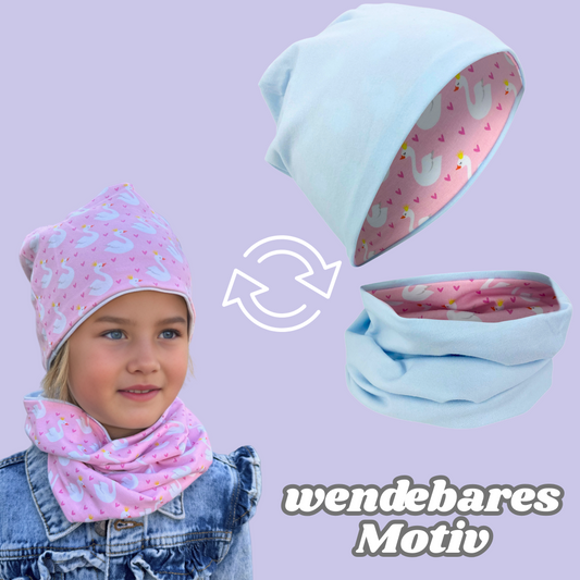 Children's Beanie Hat & Loop Set - Swan
