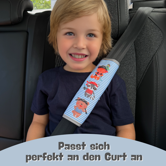 Car seat belt protector pirate animals