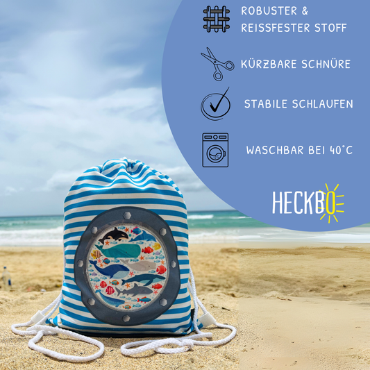 Children's gym bag fish with viewing window