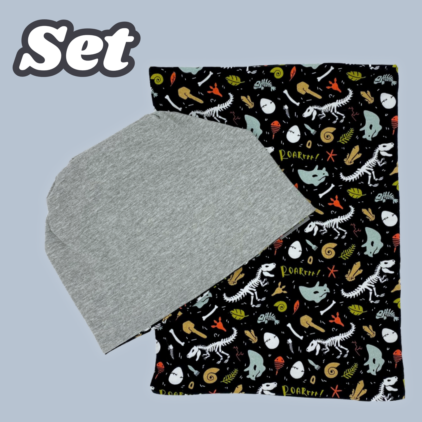 Kinder Beanie Mütze & Loop Set - Dino Knochen