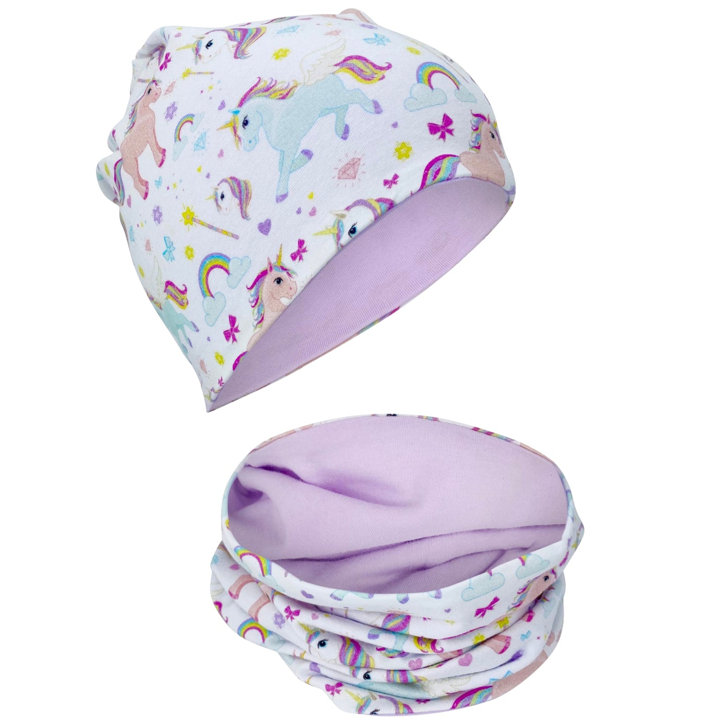 Kinder Beanie Mütze & Loop Set - Einhorn